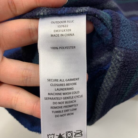 Eddie Bauer Fleece Mens L Large Blues Gray Striped 1/4 Zip Pullover Sweatshirt - Picture 9 of 12